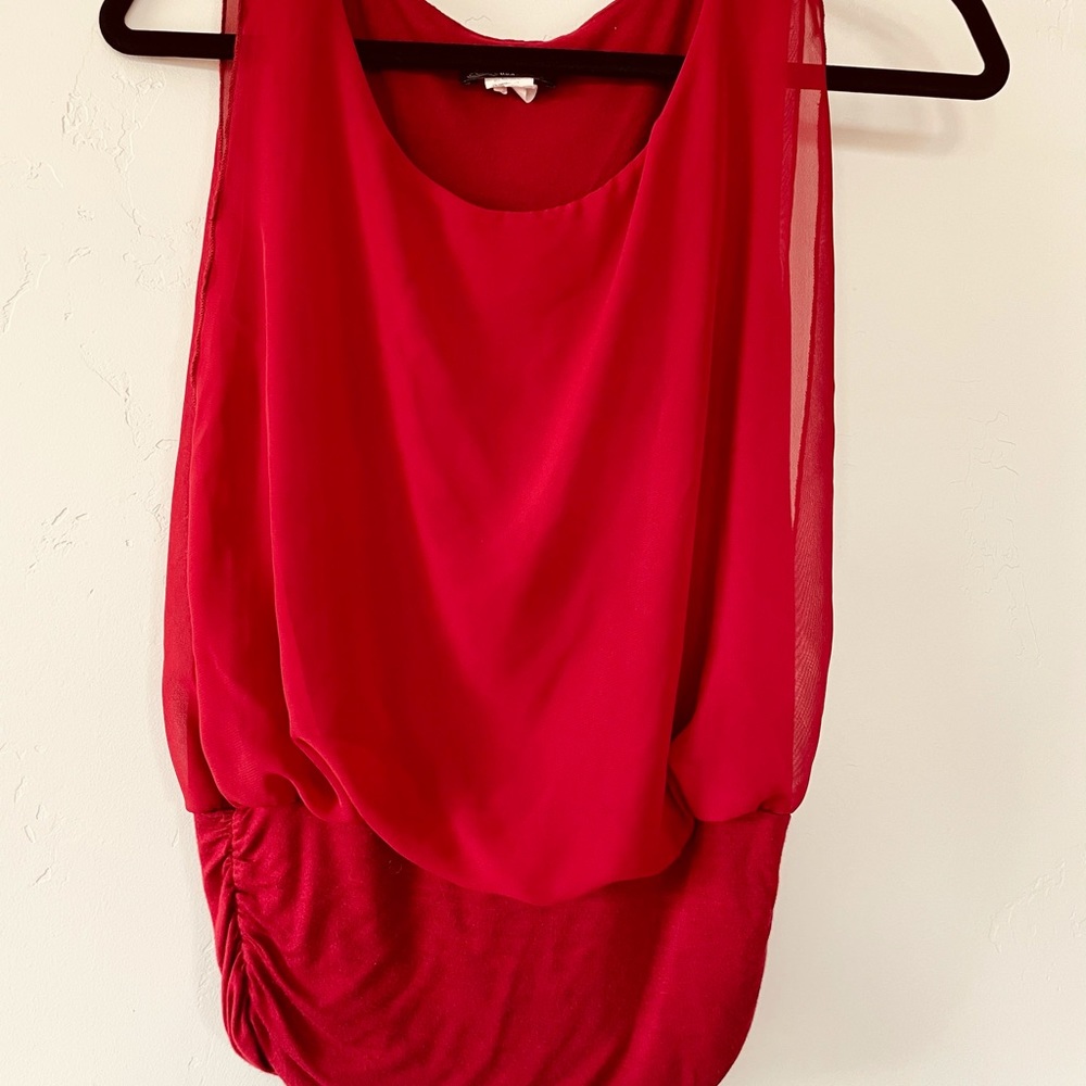 Red sleeveless top